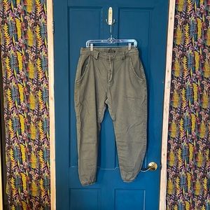 Green jogger pants with elastic band